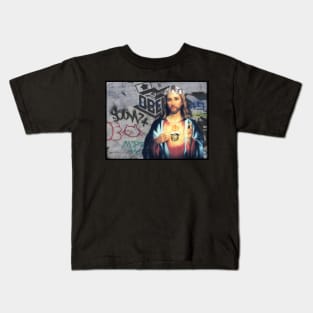 Sacred Majesty: Jesus with Crown of Mushrooms Kids T-Shirt